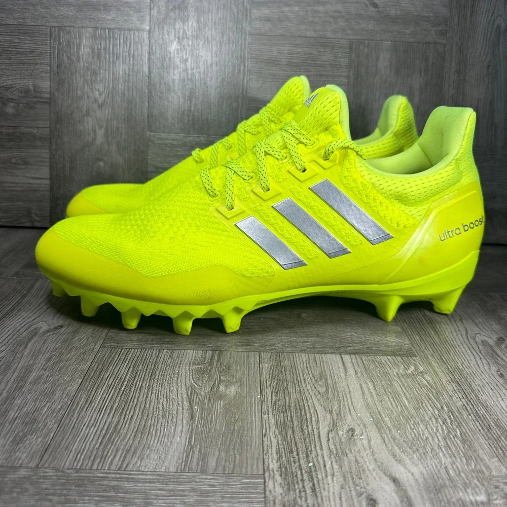 Adidas Ultraboost Cleats Mens 14 Solar Yellow Silver Primeknit NEW JP7413